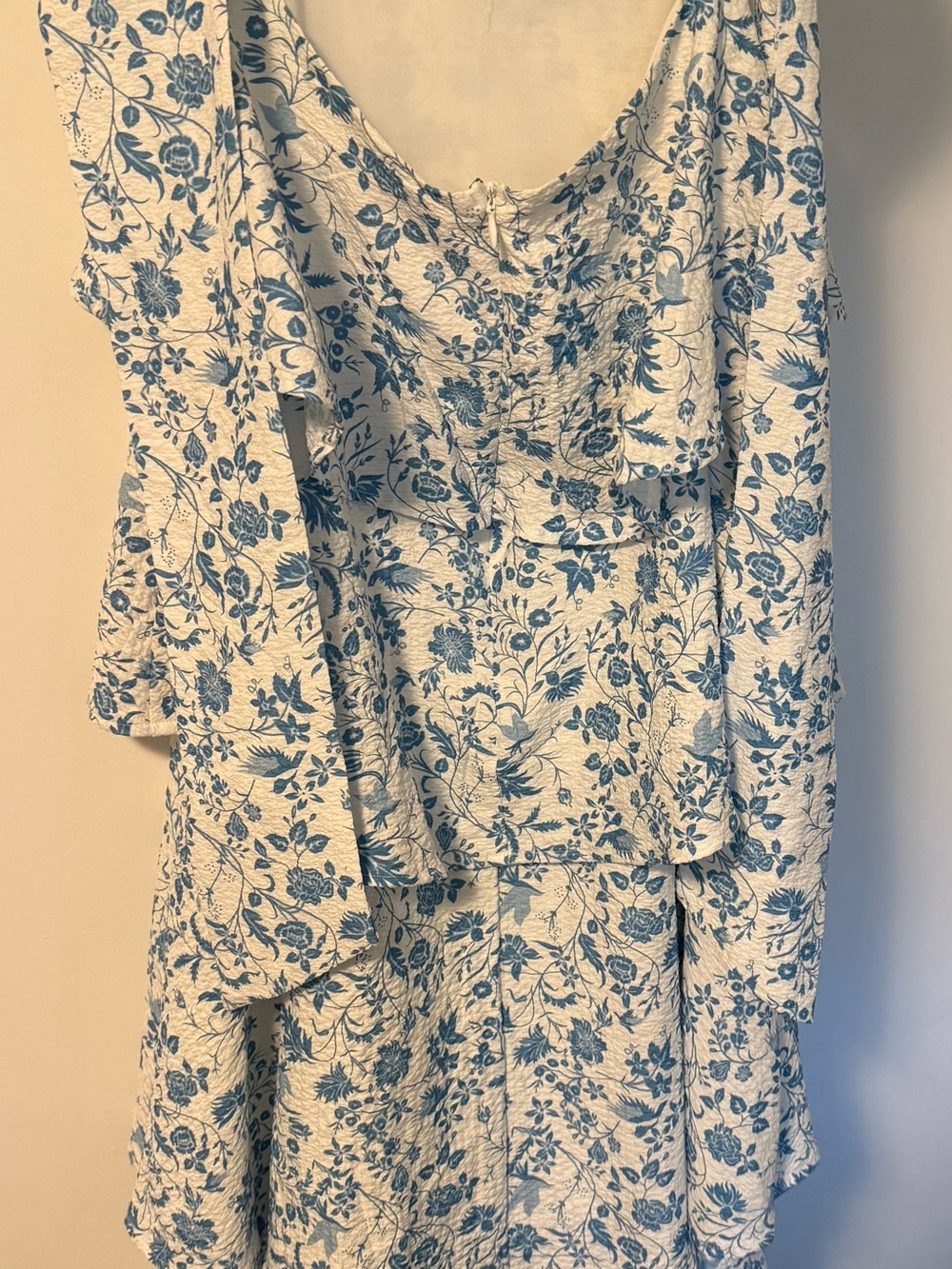 Hello Molly Cream Dress with Blue Floral Print